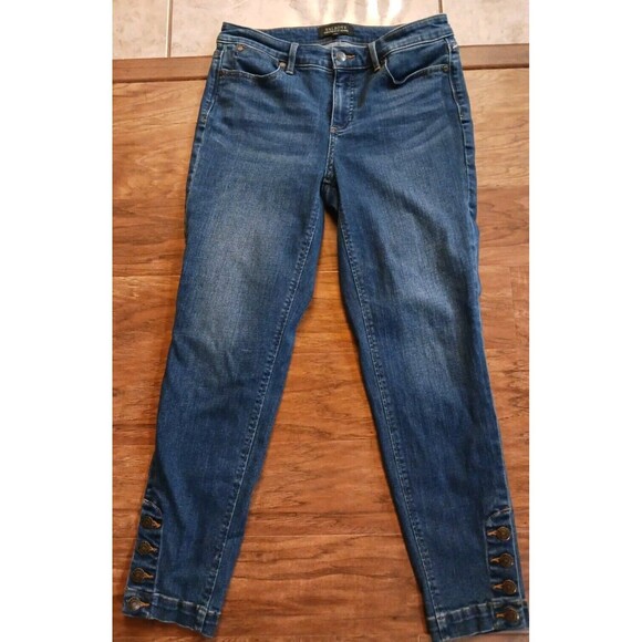 Women's Talbots Flawless Five Pocket Jeans Size 4 Crop Button Ankle - Picture 1 of 5